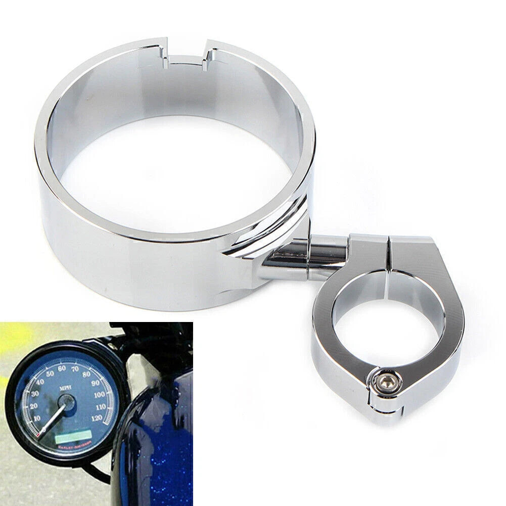 39mm Chrome Side Mount Speedo Relocation Bracket for Harley Dyna Sportster (2004–2023)