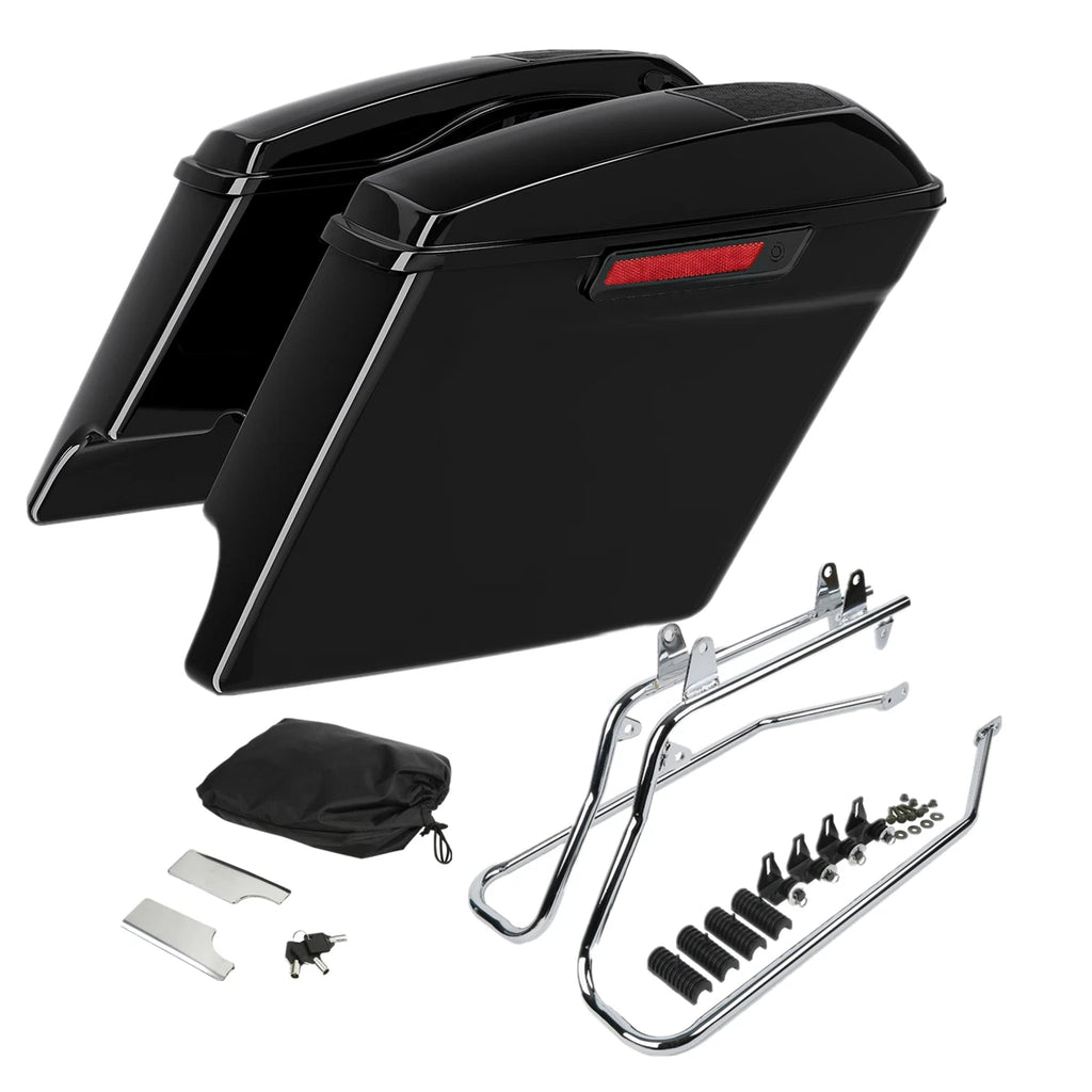5" Stretched Saddlebags & 6" x 9" Lids & Brackets for Harley Softail (1984–2017)