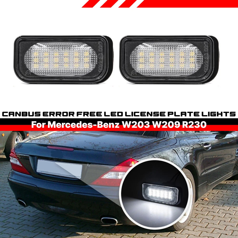 2X LED License Plate Lights for Benz W203 CLK C209 W209 A209 SL R230