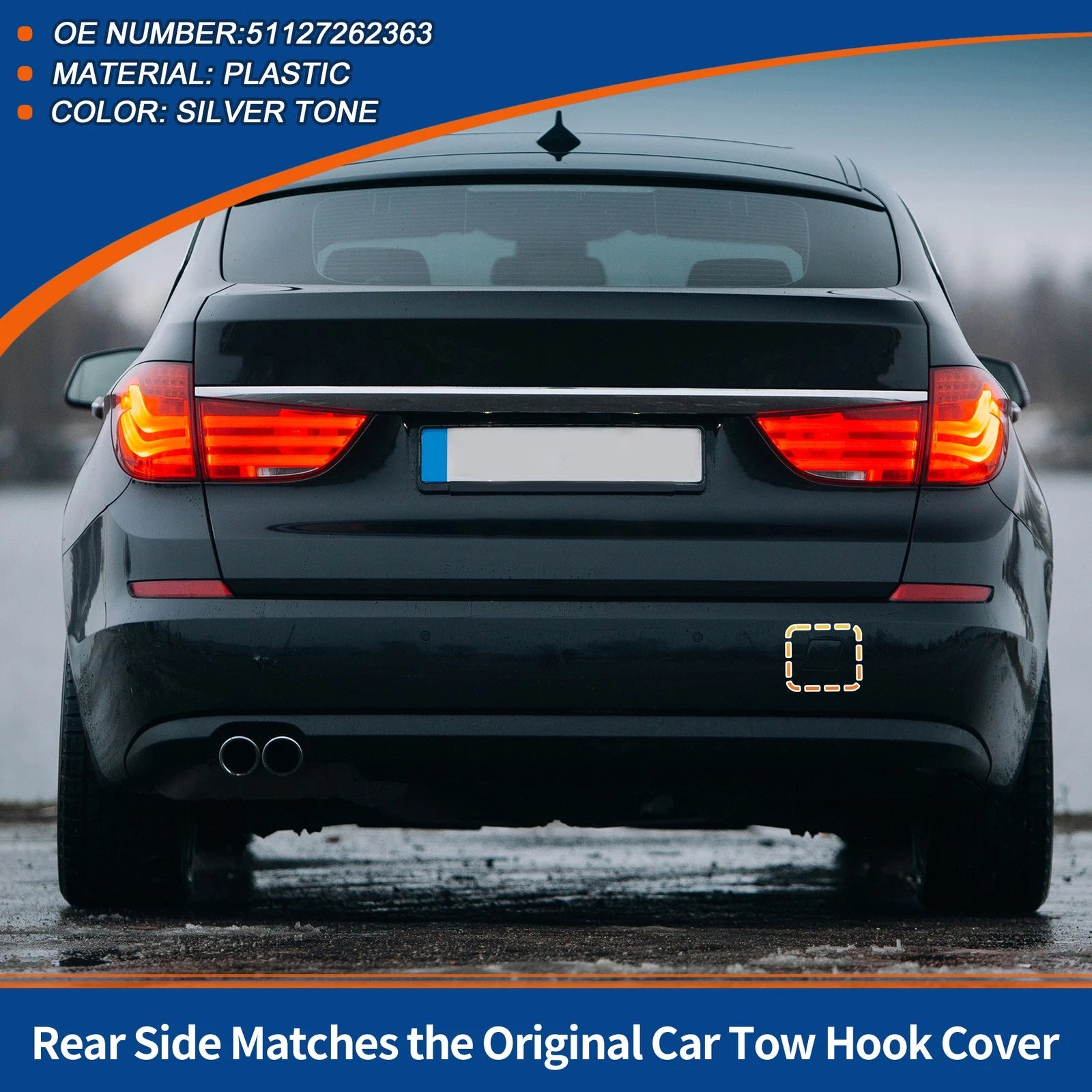 Rear Tow Hook Cover Replacement for BMW 535i 550i GT (2010–2018)