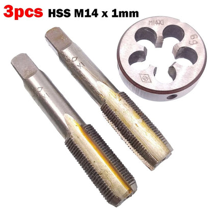 3pcs HSS Taper Tap and Die Kit for M14 x 1mm Right Hand Threading