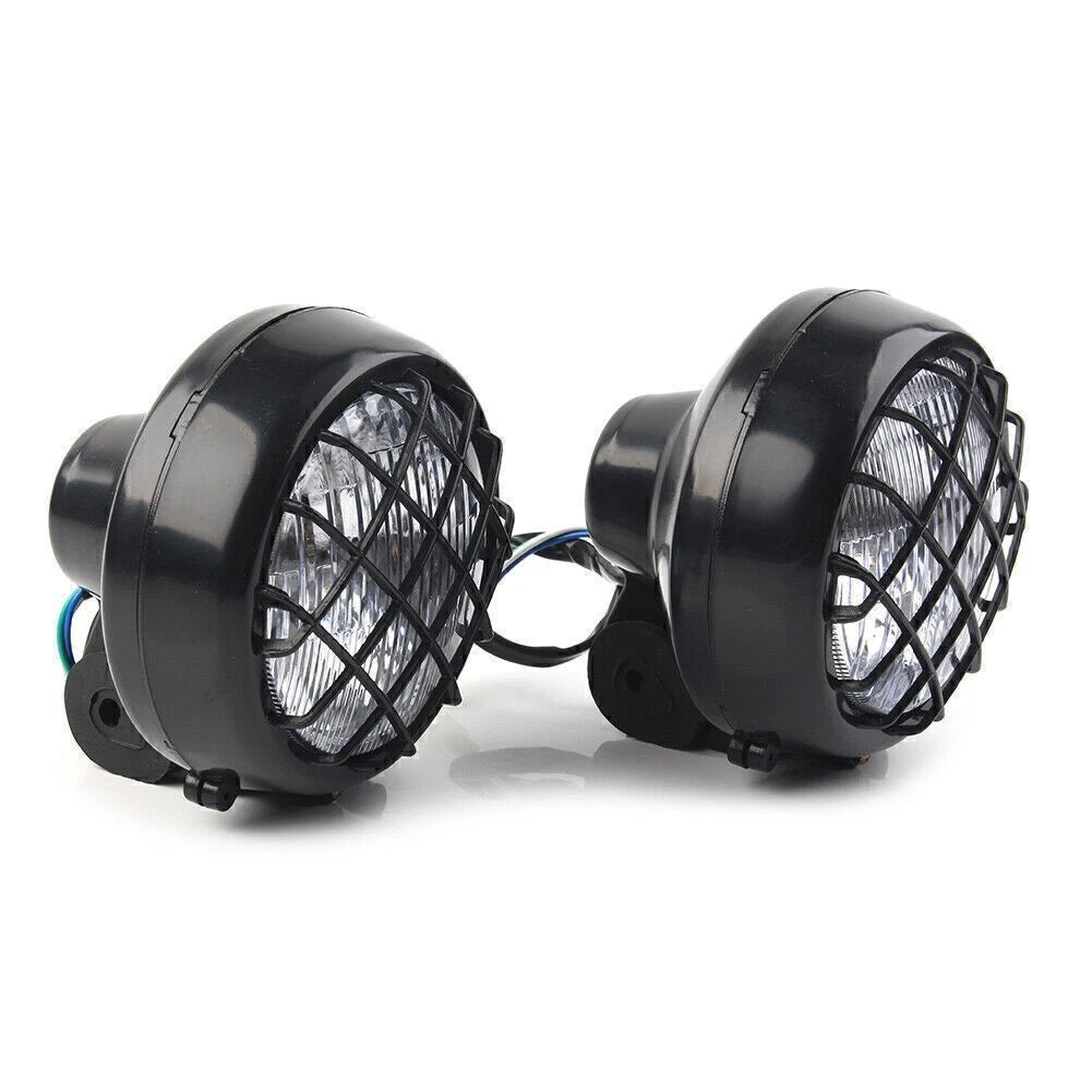 2X Headlights with Lens Grille Black for Yamaha Banshee Warrior 350 (1987–2006)