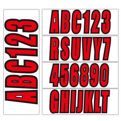 Set of 4 Custom Boat Registration Number Decals A-Z 0-9 Red