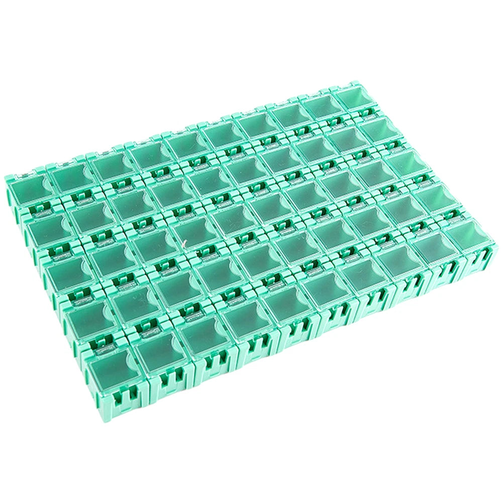 50pcs Plastic Component Storage Boxes for SMD Electronics Parts Organizer