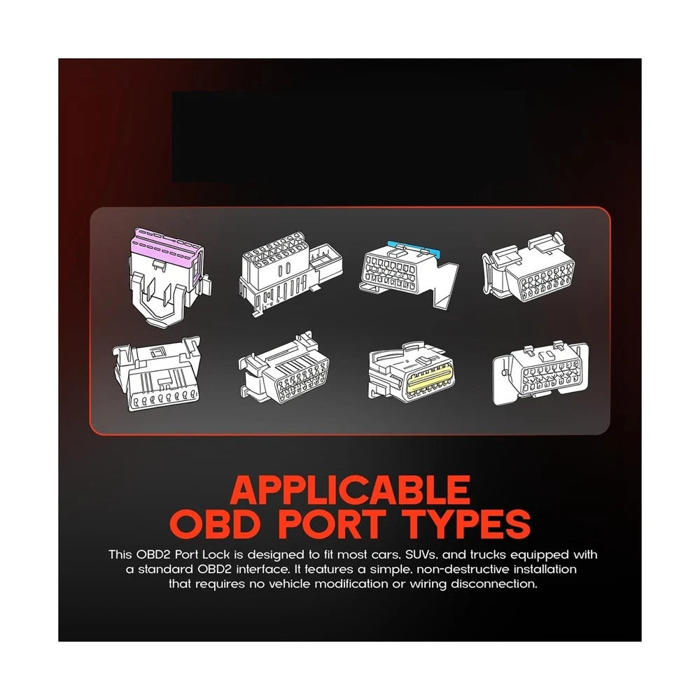 OBD2 Port Lock Anti-Theft Device for Standard OBD2 Interface (Red Chrome)