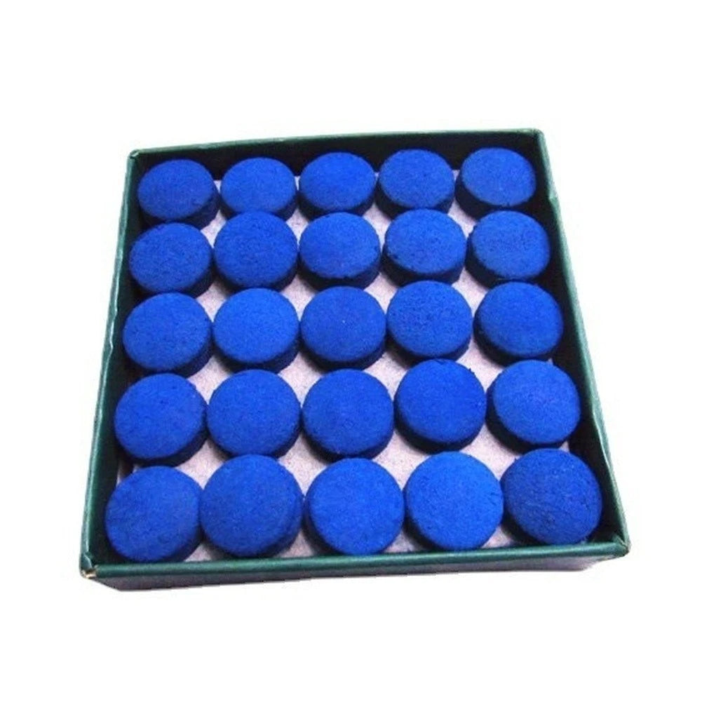 50PCS Cowhide Cue Tips for Pool Billiards 9mm 10mm 13mm Blue Coating