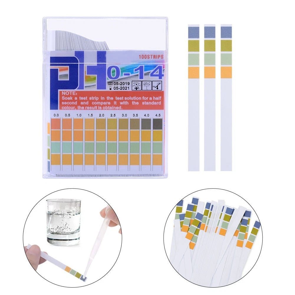 100 Strips pH Test Strips for Water Testing (Range 0-14)