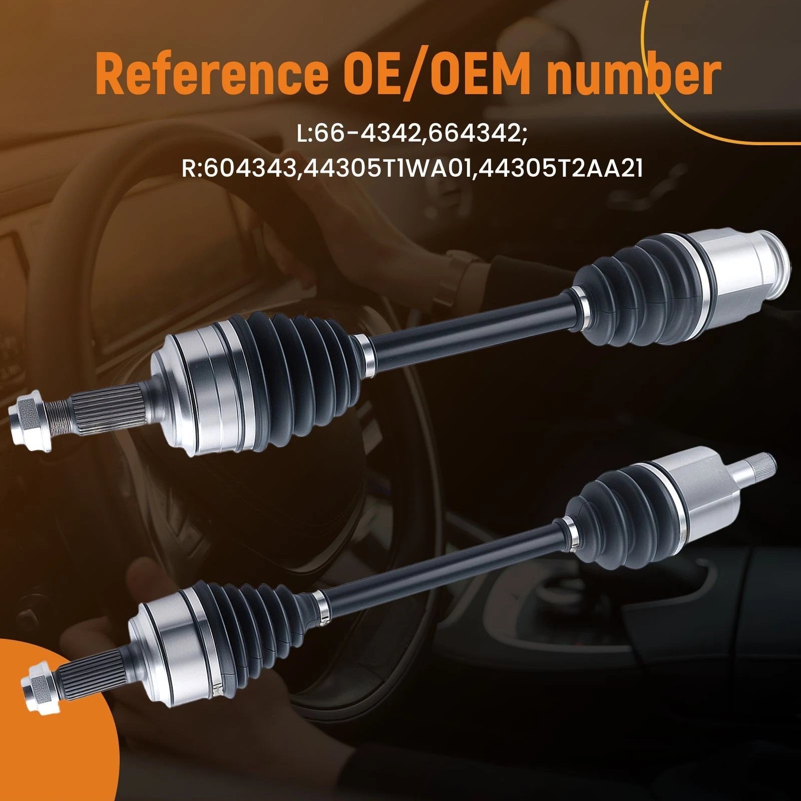 Front Pair CV Axle Assembly for Honda Accord 2.4L (2015–2017)