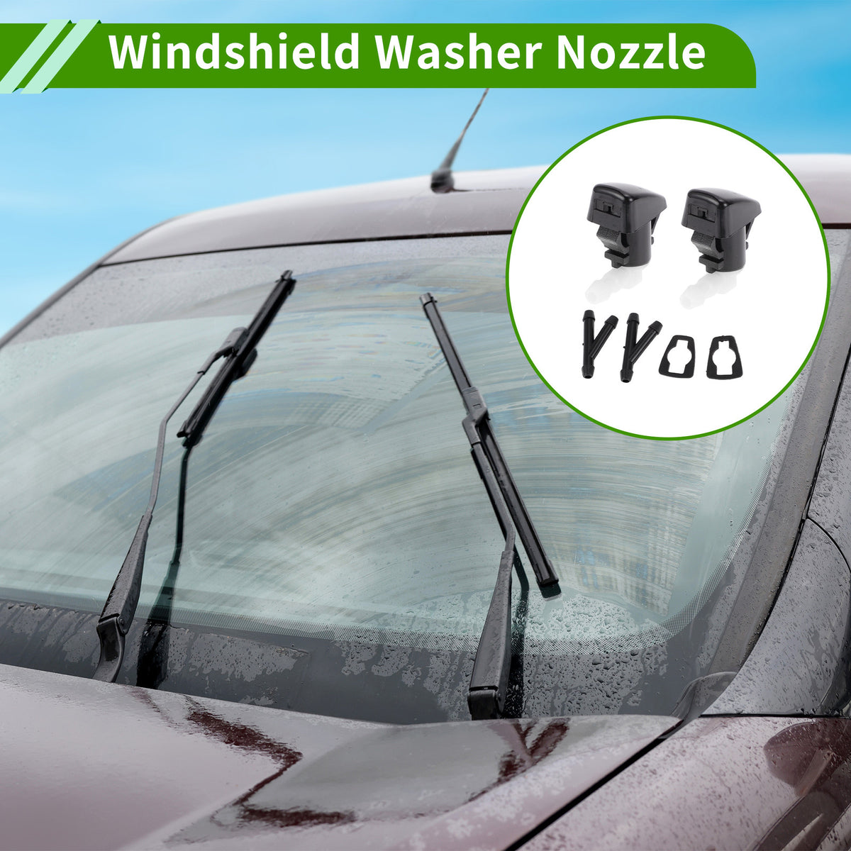 Windshield Washer Nozzle 2 Pack with Hose Connector for Ford Edge (2007–2011)