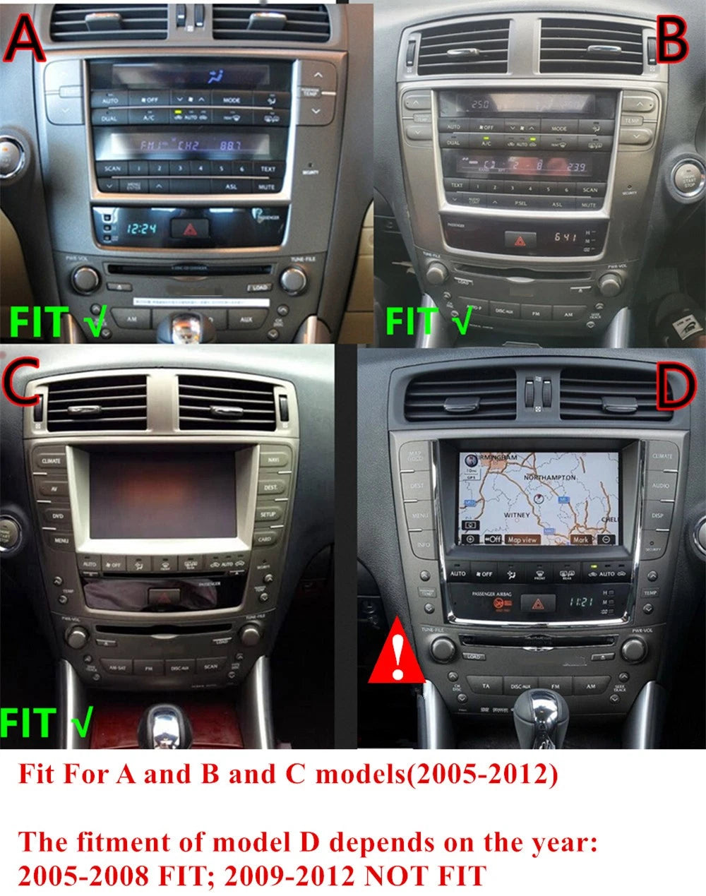 12.3" Carplay Android Head Unit for Lexus IS IS200 IS220 IS250 IS300 (2005–2012)