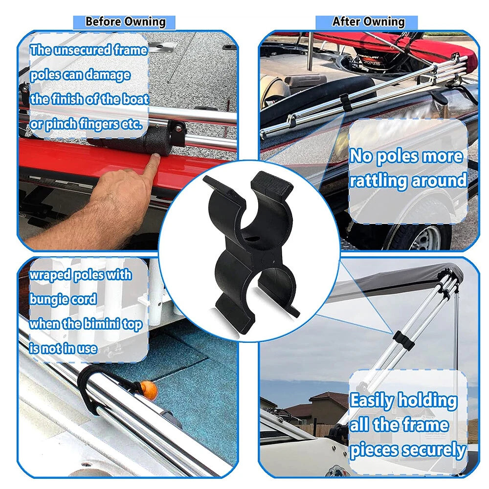 2Pcs Nylon Tube Rod Holder Clips For Securing Boat Hook/Ladder/Pole Stern Light