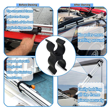 2Pcs Nylon Tube Rod Holder Clips For Securing Boat Hook/Ladder/Pole Stern Light