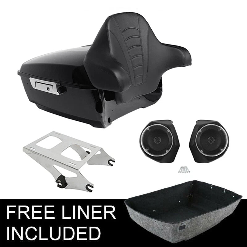 King Trunk Backrest Speaker Mount Rack for Harley Touring (2014–2026)