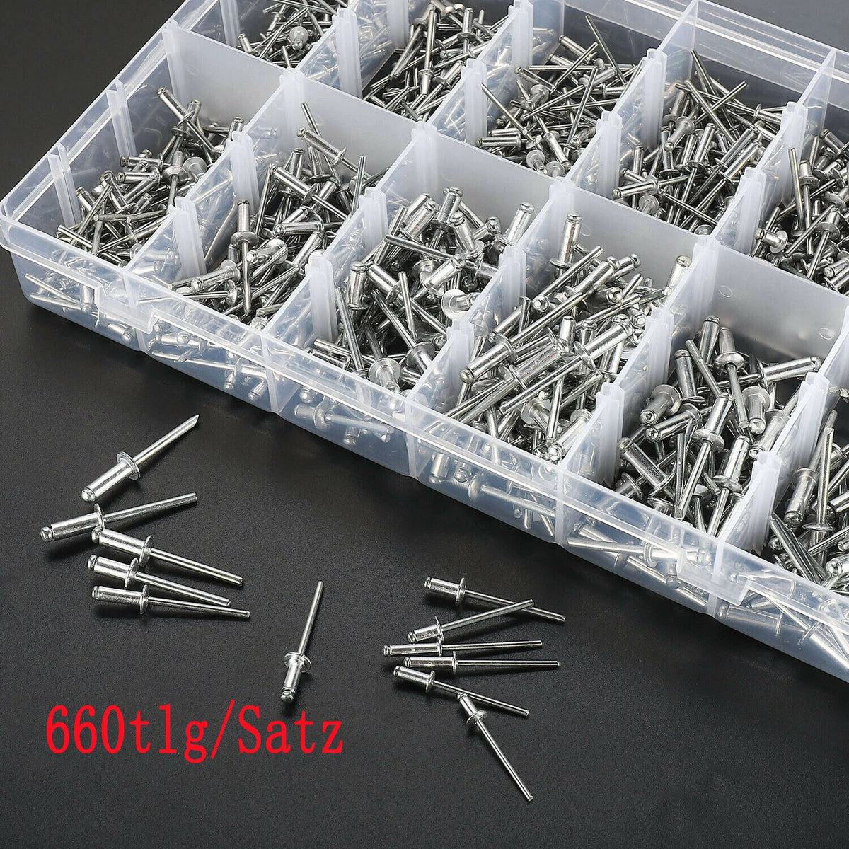 660Pcs Aluminum Blind Pop Rivets for Universal Applications