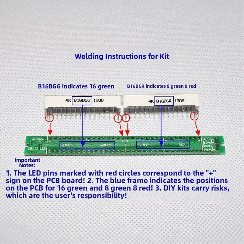 32-Segment Audio Level Indicator PCB with Adjustable Settings