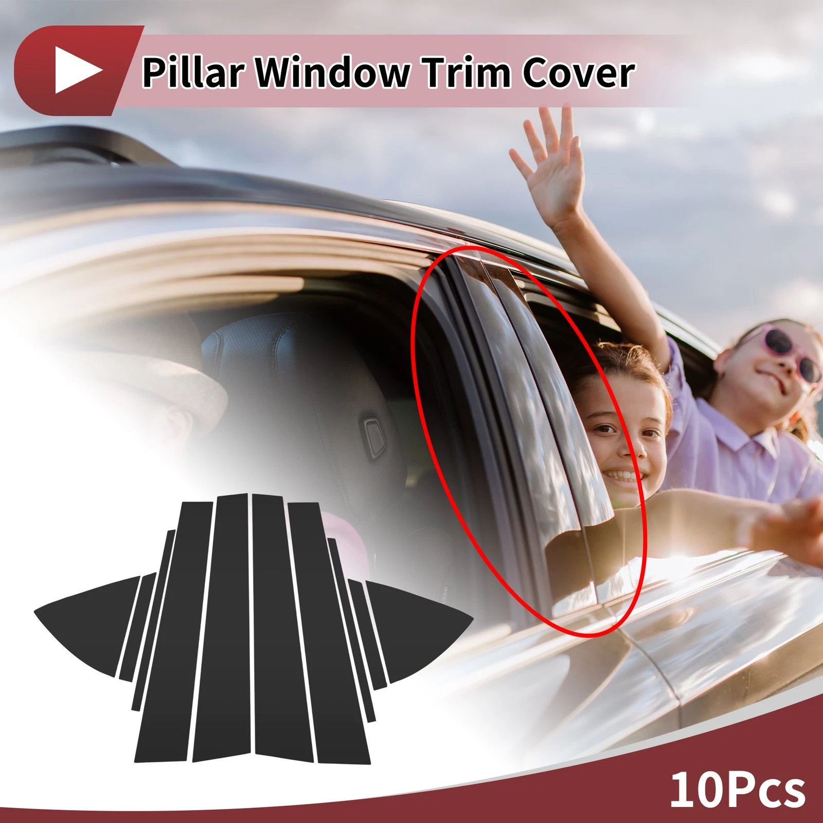 10 Pcs Door Pillar Window Trim Replacement for Toyota Vios (2014–2023)