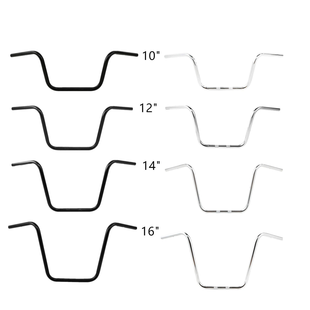 Chrome/Black 10" Ape Hanger Handlebars for Harley FLST (Fits 2010–2016)