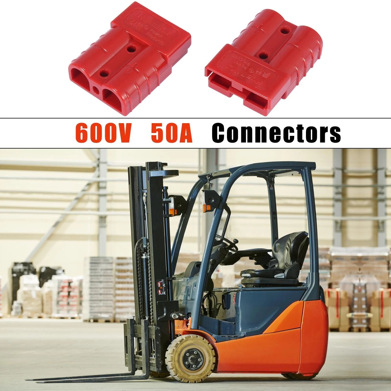 Battery Quick Connect Disconnect Plug 2pcs for Trailer Forklift (600V 50A)