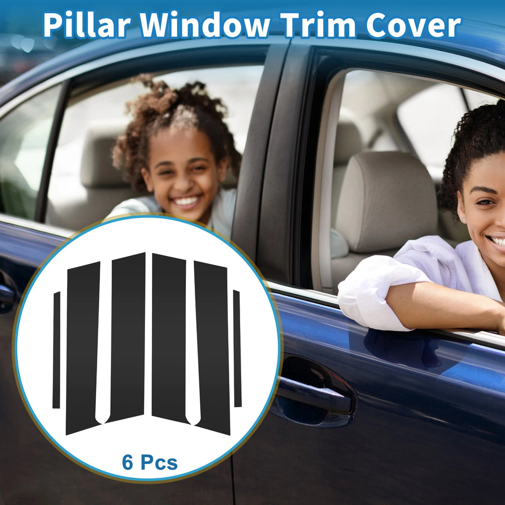 Door Pillar Window Trim Kit Black 6 Pcs for Mitsubishi Lancer (2008–2017)