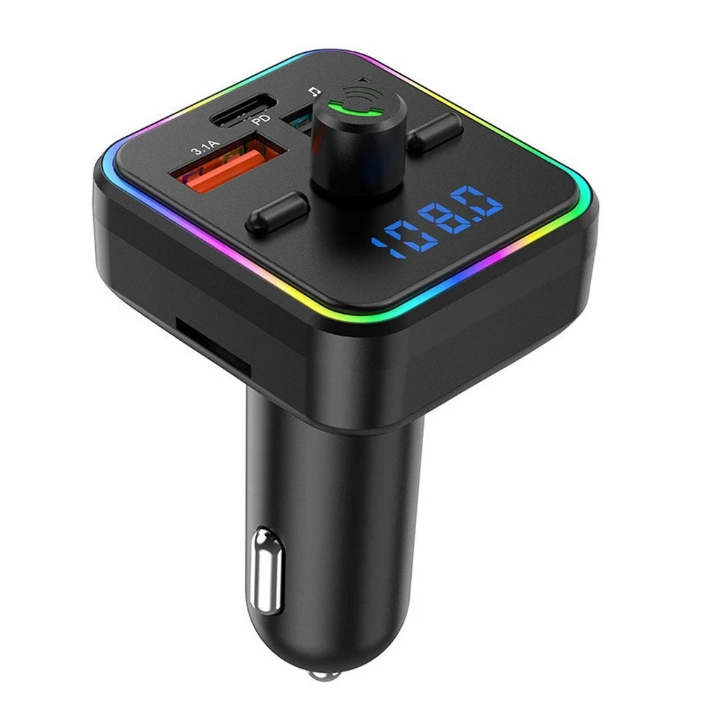 Wireless FM Transmitter MP3 Player with USB A & C Charger for Universal Use