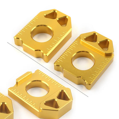 2X CNC Rear Chain Adjuster Axle Block for Suzuki DRZ400SM (2004–2015) Gold