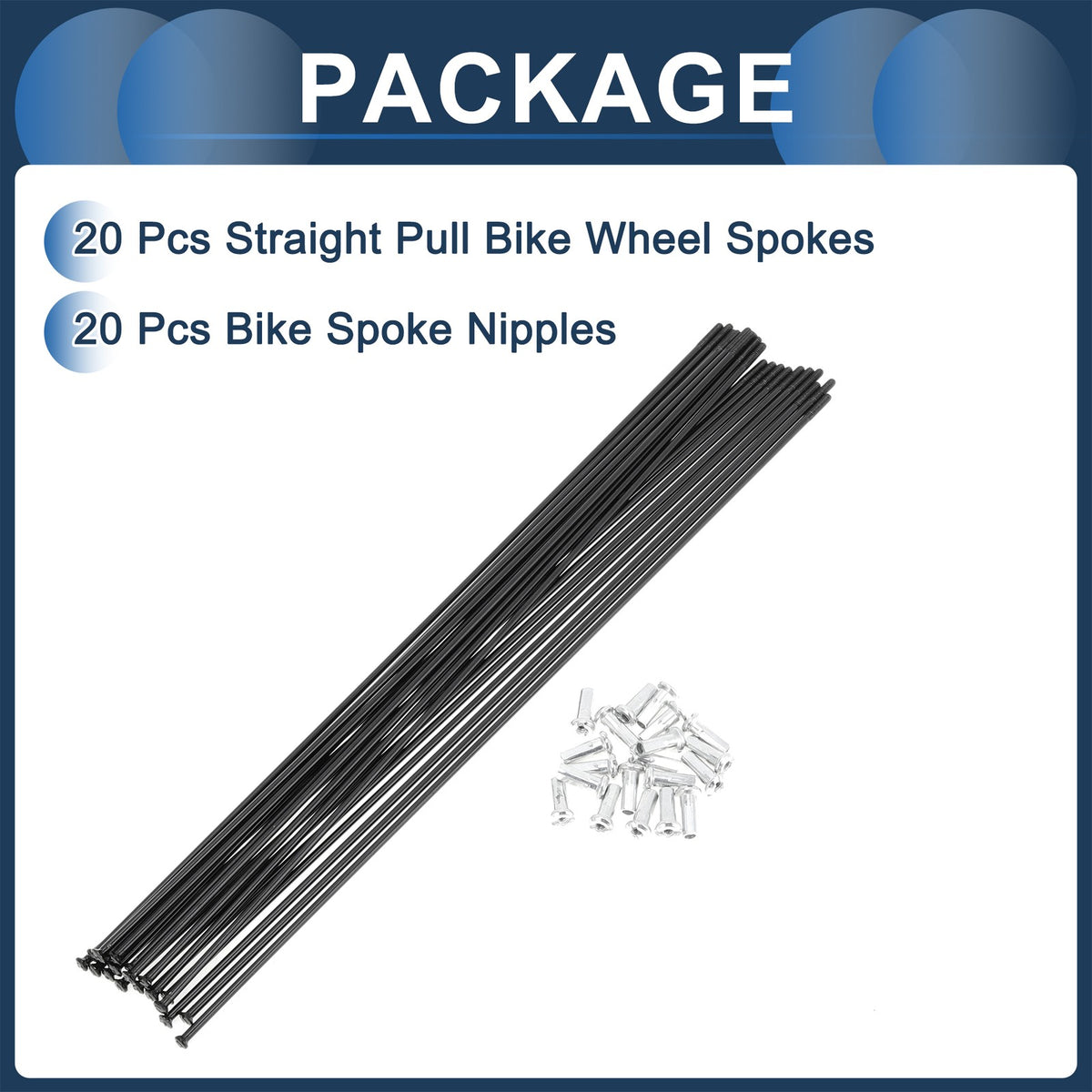 Straight Pull Bicycle Spokes 229mm Replacement for 14G Bike Wheel (Qty 20)