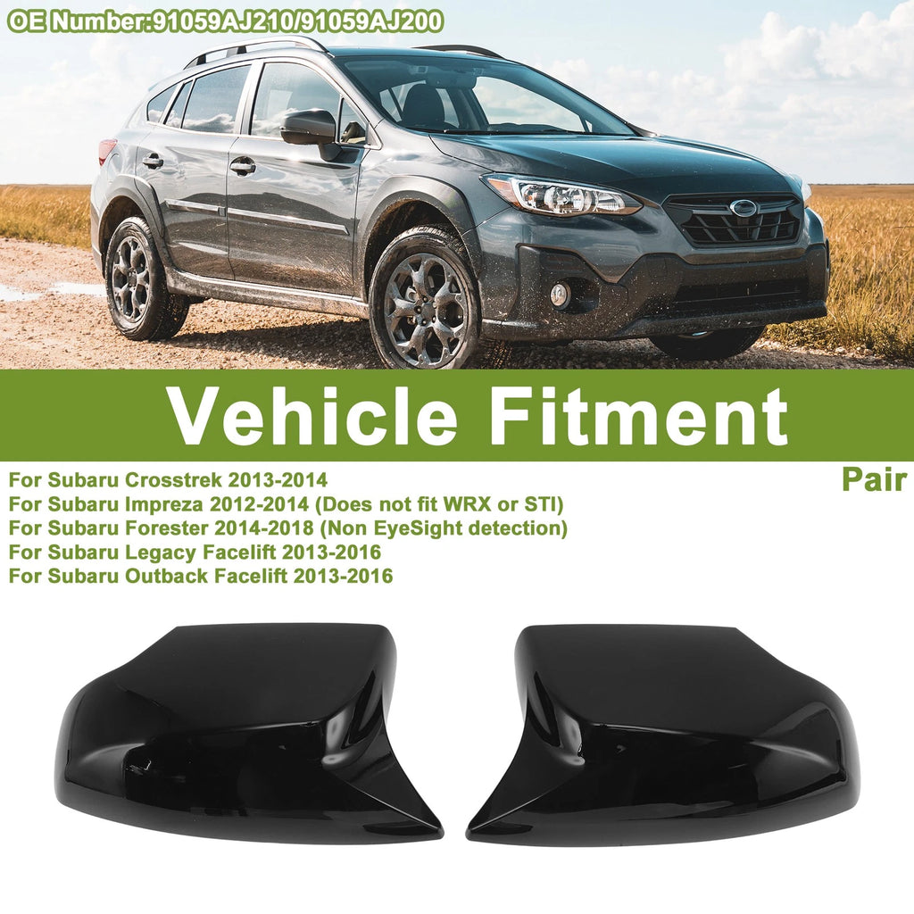 ABS Mirror Cover Cap Pair Glossy Black for Subaru Crosstrek (2013–2014)