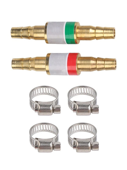 2X Brass Flashback Arrestors & 4 Secure Clamps for Welding Protection