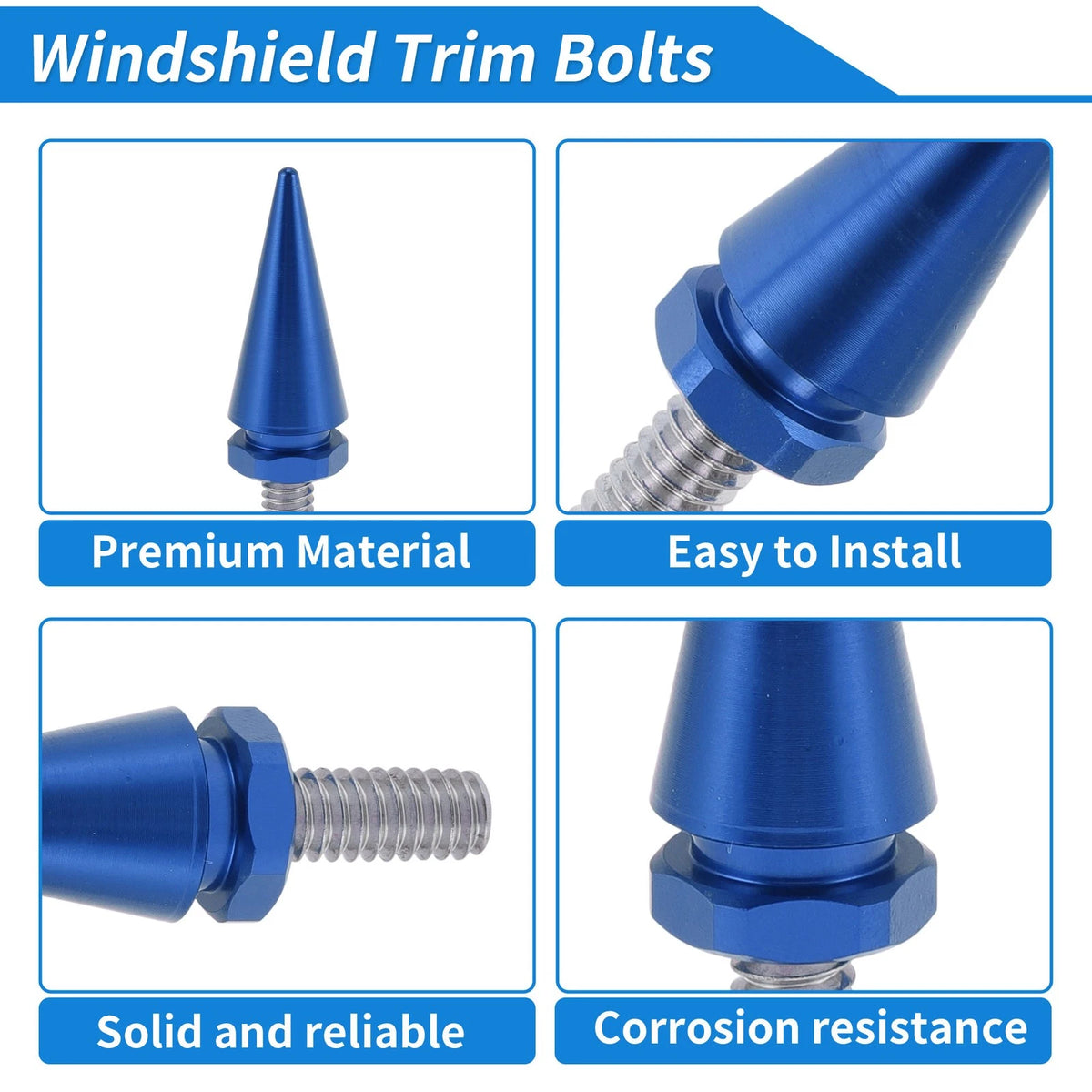 Windshield Bolts for Harley Davidson Street Glide (1996–2013) Aluminum Alloy Blue