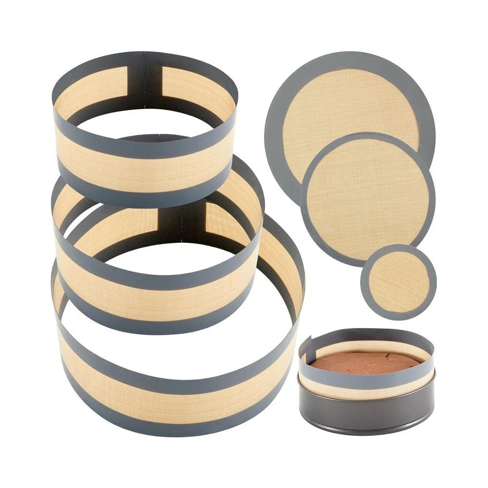 3 Piece Round Silicone Baking Mat Set for Springform Pans (6in, 8in, 10in)