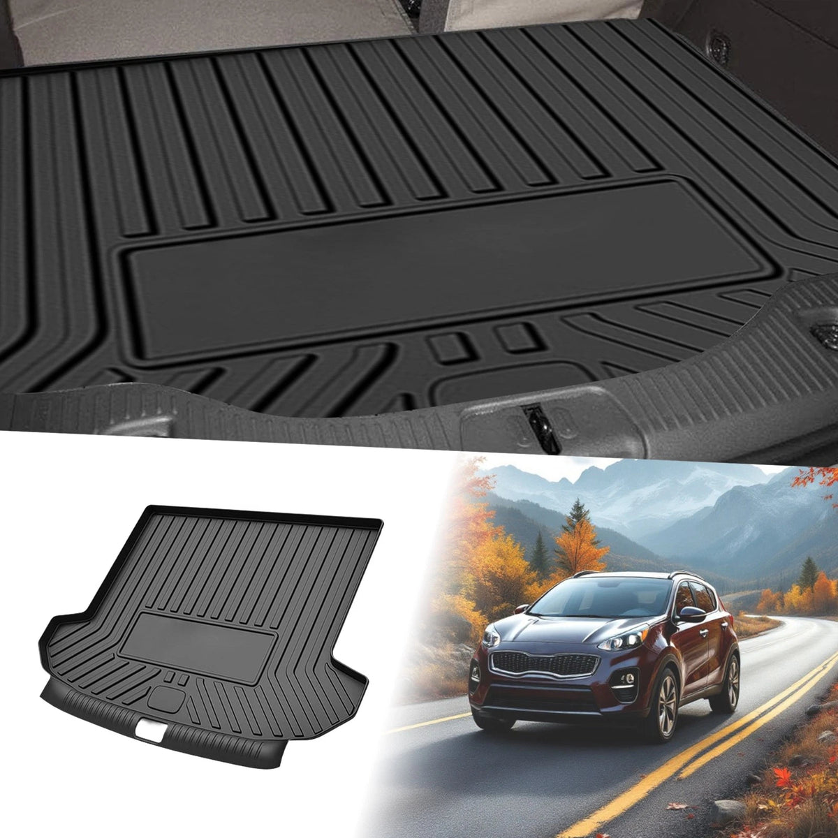 Flat Face Cargo Liner Rear Trunk Mat for Kia Sportage (2017–2022) TPE