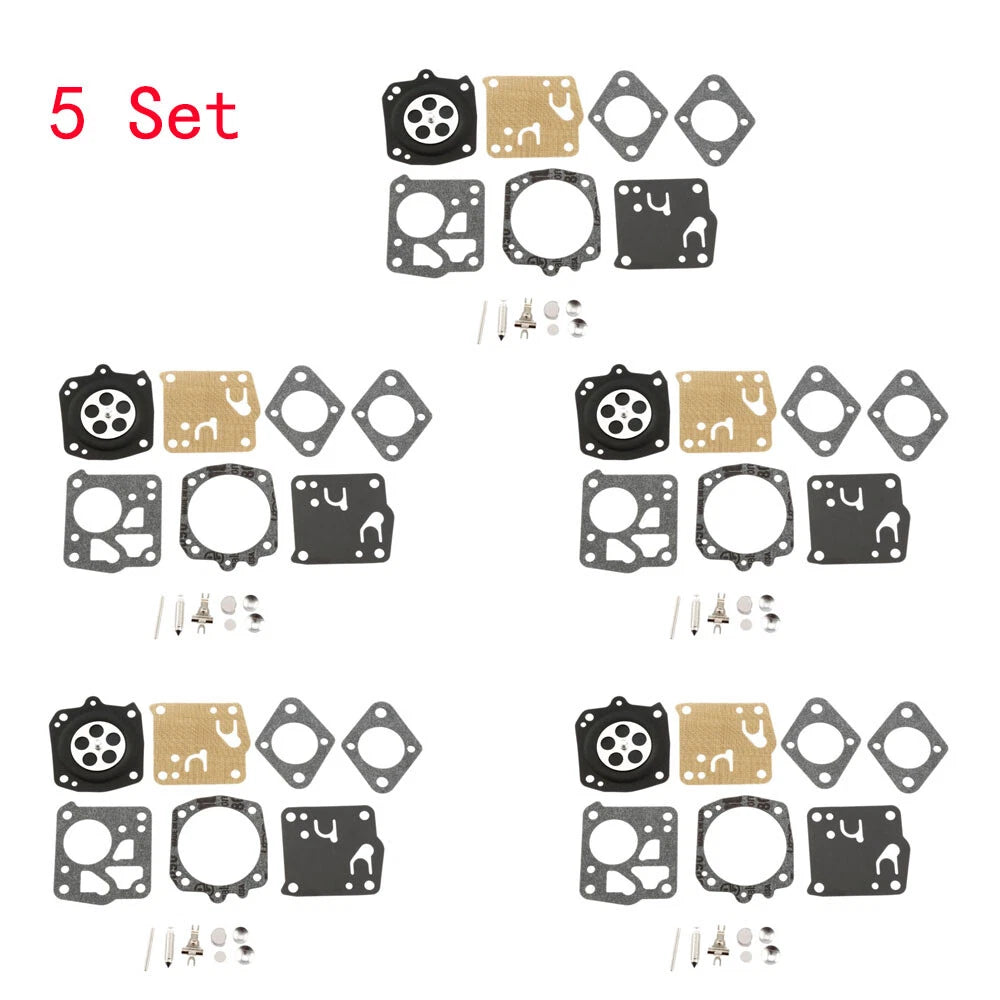 Set of 5 Carburetor Repair Kits for Tillotson Homelite X-12 (RK-23HS, RK-17HS)