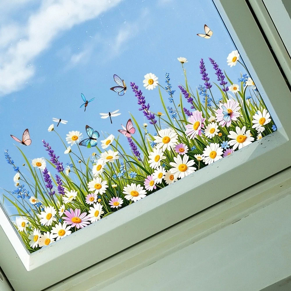 Wall Sticker for Easy Peel Daisy and Butterfly (40x19cm)