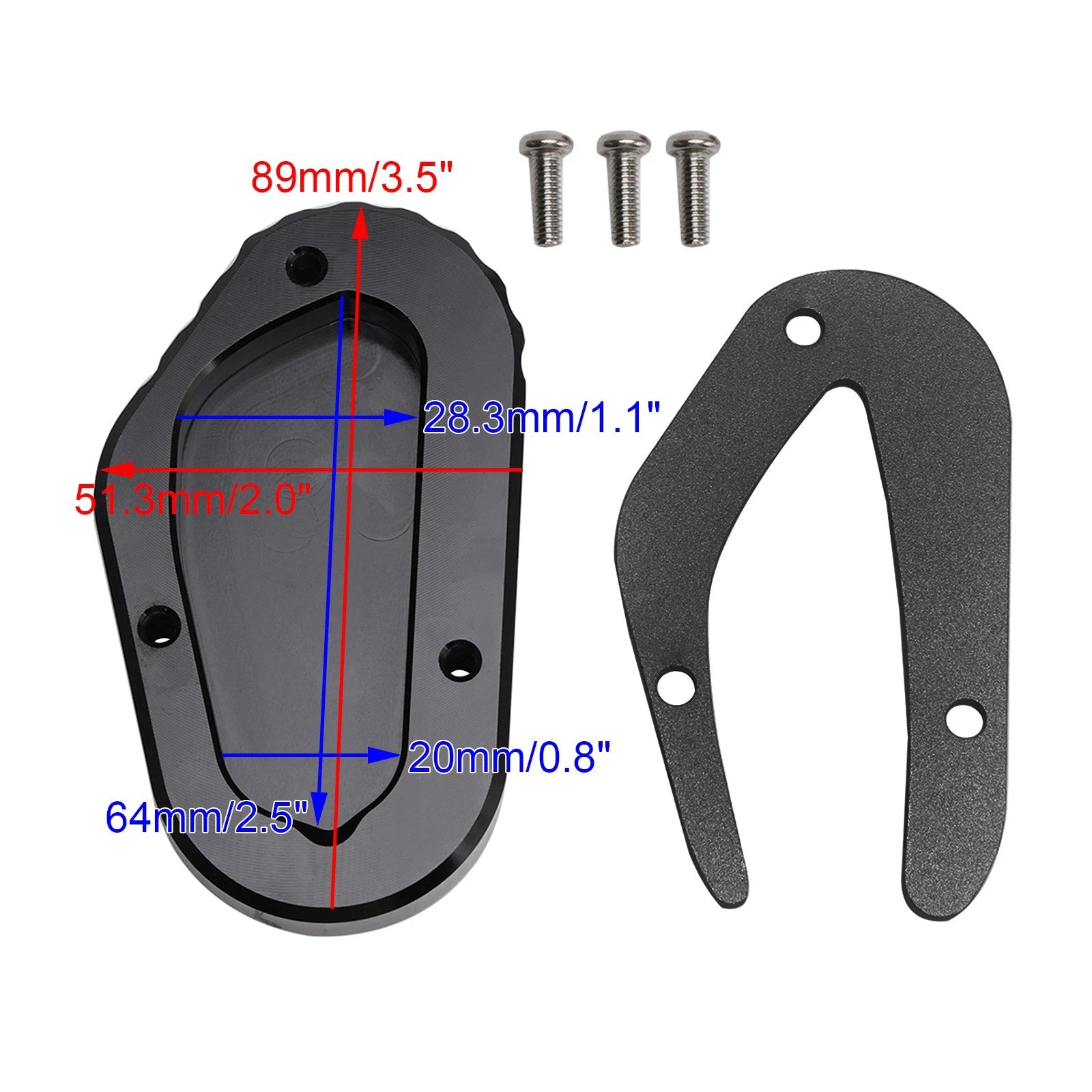 Kickstand Enlarge Pad for Bonneville T100 Street Scrambler 900 (2018–2023) Black