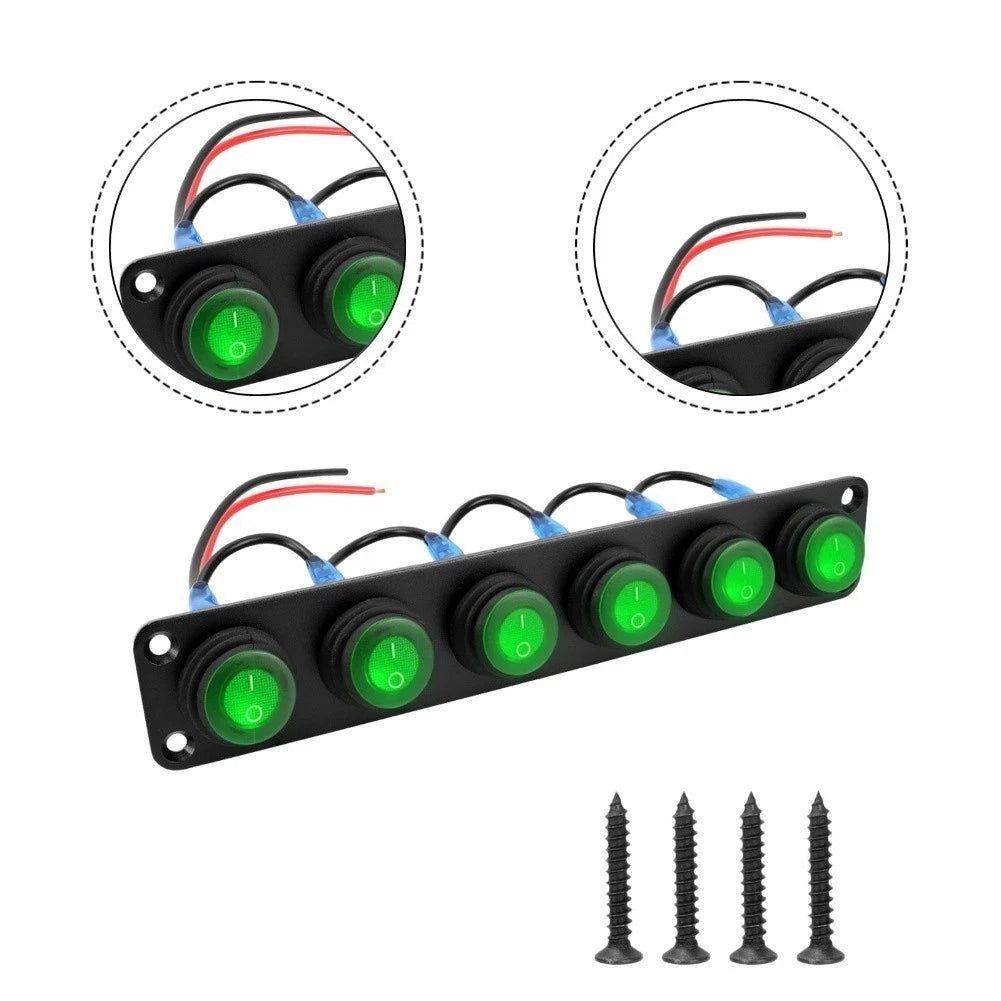 6 Position Waterproof Rocker Switch Panel for Marine Automotive