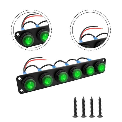6 Position Waterproof Rocker Switch Panel for Marine Automotive