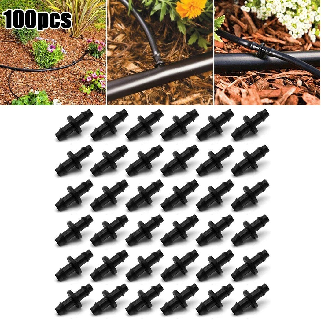 100pcs Barb Coupling Connector for Drip Irrigation Tubing