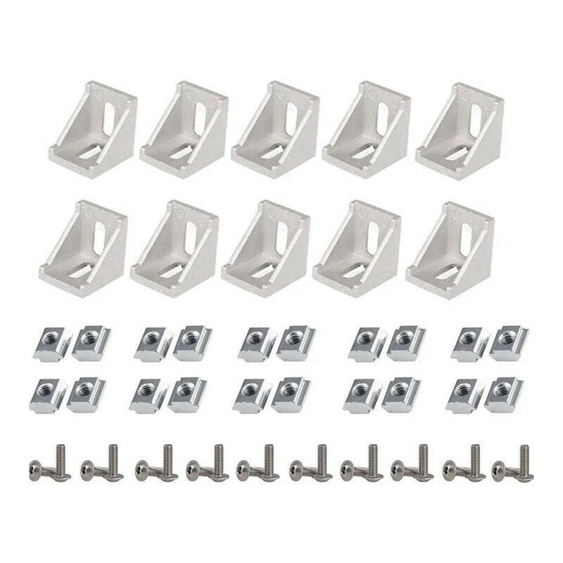 50Pcs Aluminum Corner Bracket M5 X 10mm Profile Connector