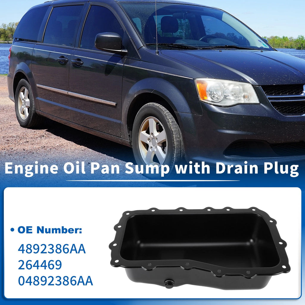 Engine Oil Pan Sump with Drain Plug for Dodge Grand Caravan (2009–2010)