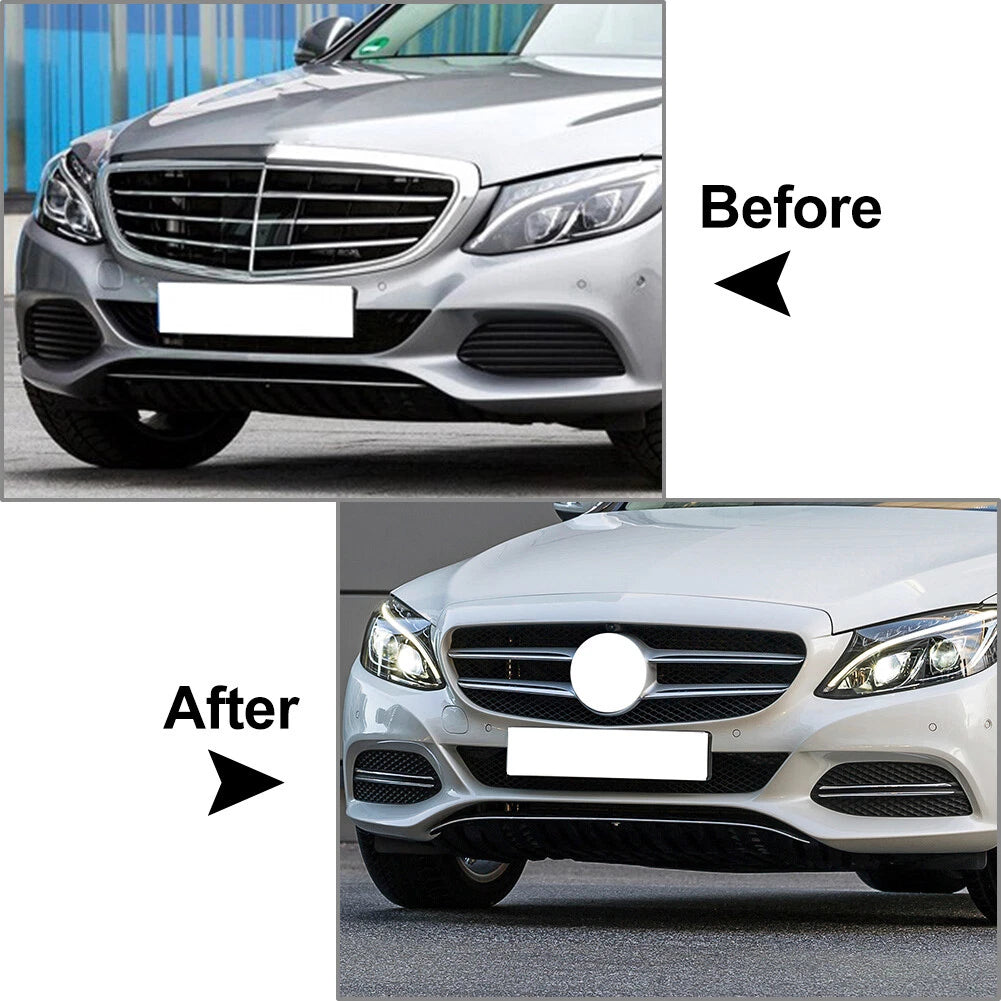 Bumper Fog Light Grilles Cover for Mercedes Benz C Class (2015–2018)