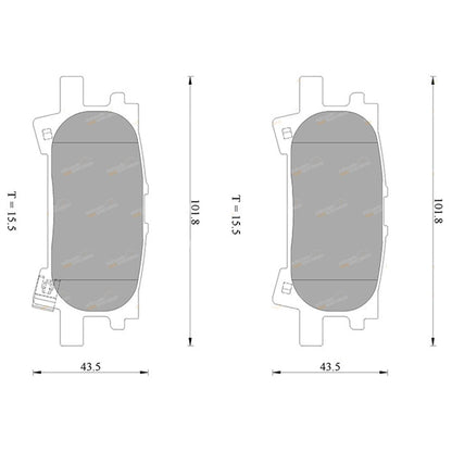 Set of 4 Bendix Rear Disc Brake Pads for Lexus RX400h (2006–2008)
