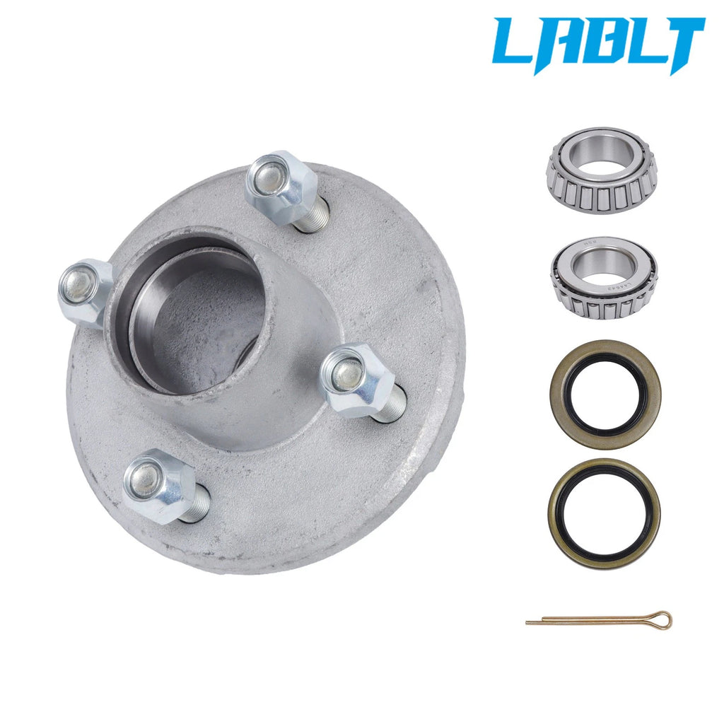 Trailer Hub Spindle for 2000 lb Trailer (Galvanized, 4 Bolt, 1 inch Bearings)