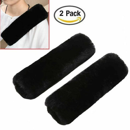 2X Universal Sheepskin Safety Belt Cover Shoulder Strap Cushion