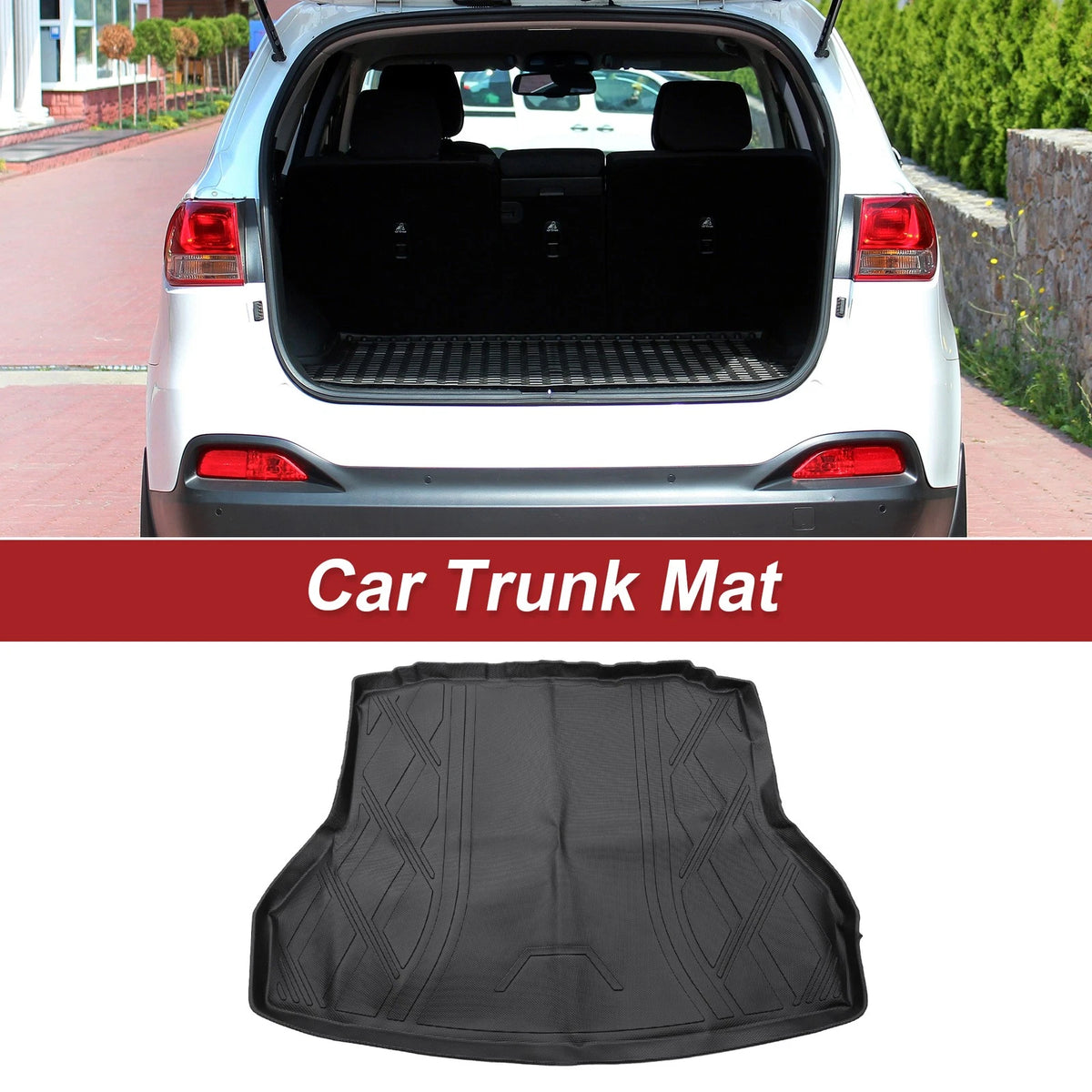 Cargo Liner Rear Trunk Mat for Hyundai Elantra 2017–2020 Diamond Pattern