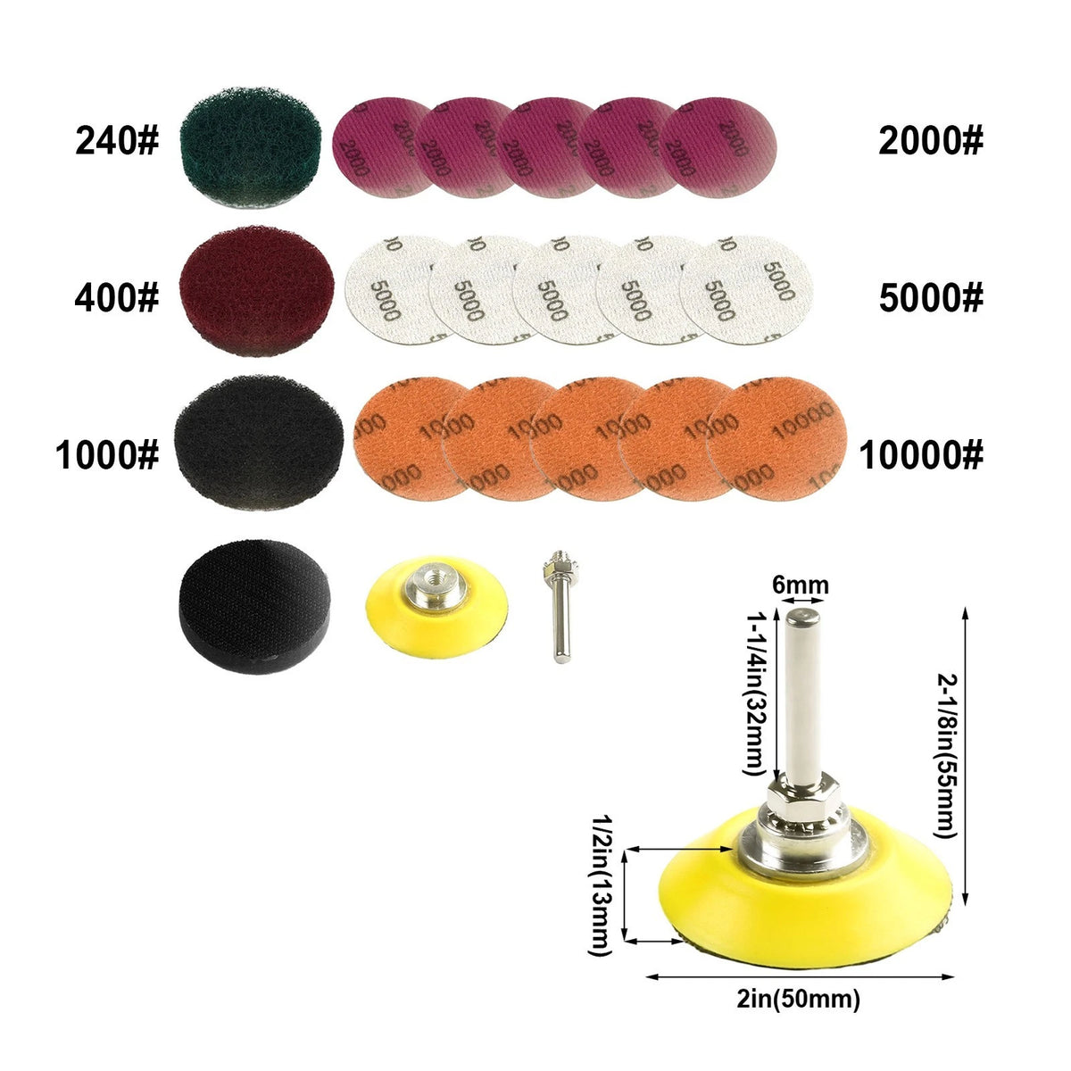 2 Inch Headlight Polishing Pad Kit for Electric Drill