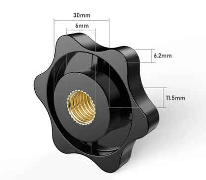 Pack of 15 M6 Star Grip Nuts Knurled Nut 32mm Outer Diameter Black White