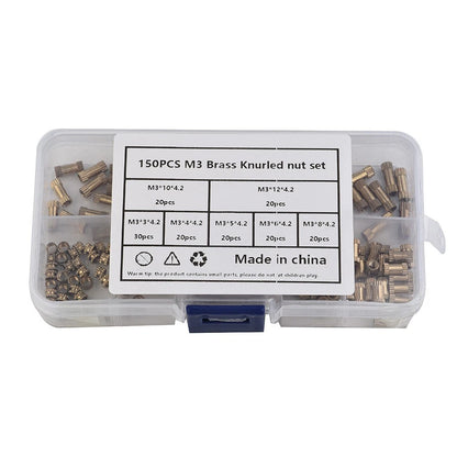 M3x3-12mm Brass Metric Threaded Heat Insert Metal Nut Assortment
