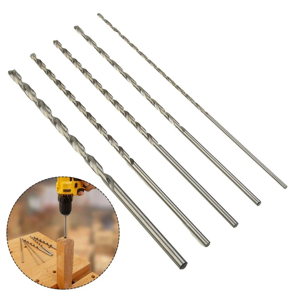 5Pcs HSS Extra Long Drill Bit Set for Metal (160mm, 2/3/3.5/4/5mm)