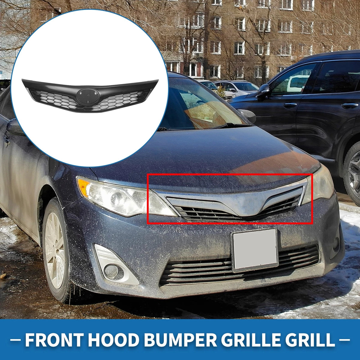 Front Hood Bumper Grille for Toyota Camry SE (2012–2014) Black