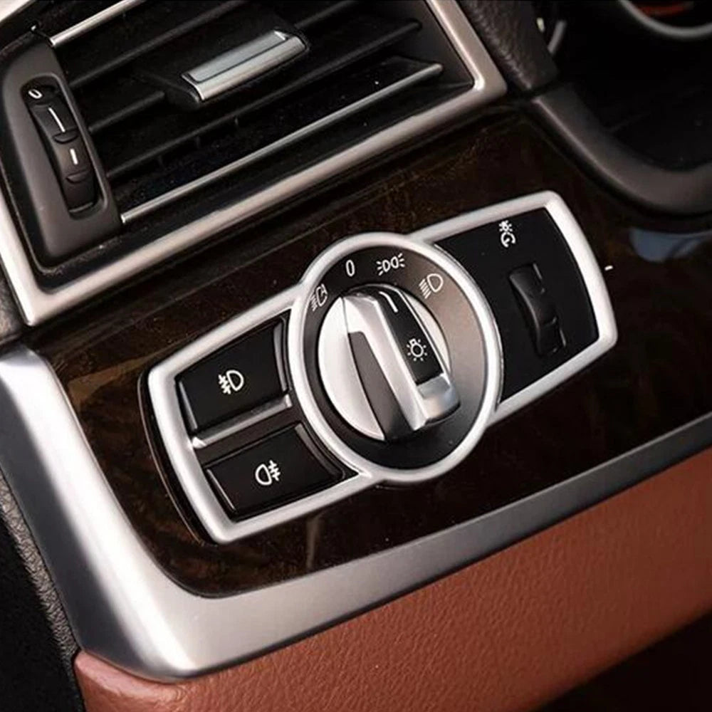 For BMW 5 7 Series X3 Car Center Console Headlight Switch Button Cover Trim
